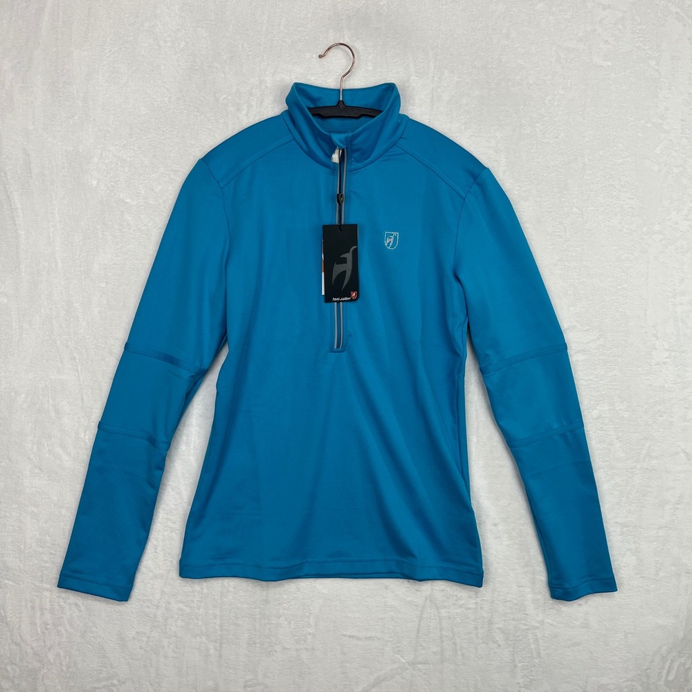 Toni Sailer Hollie Swarovski Half-Zip Pullover Top Womens‎ 40 US 10 NWT Ski Blue